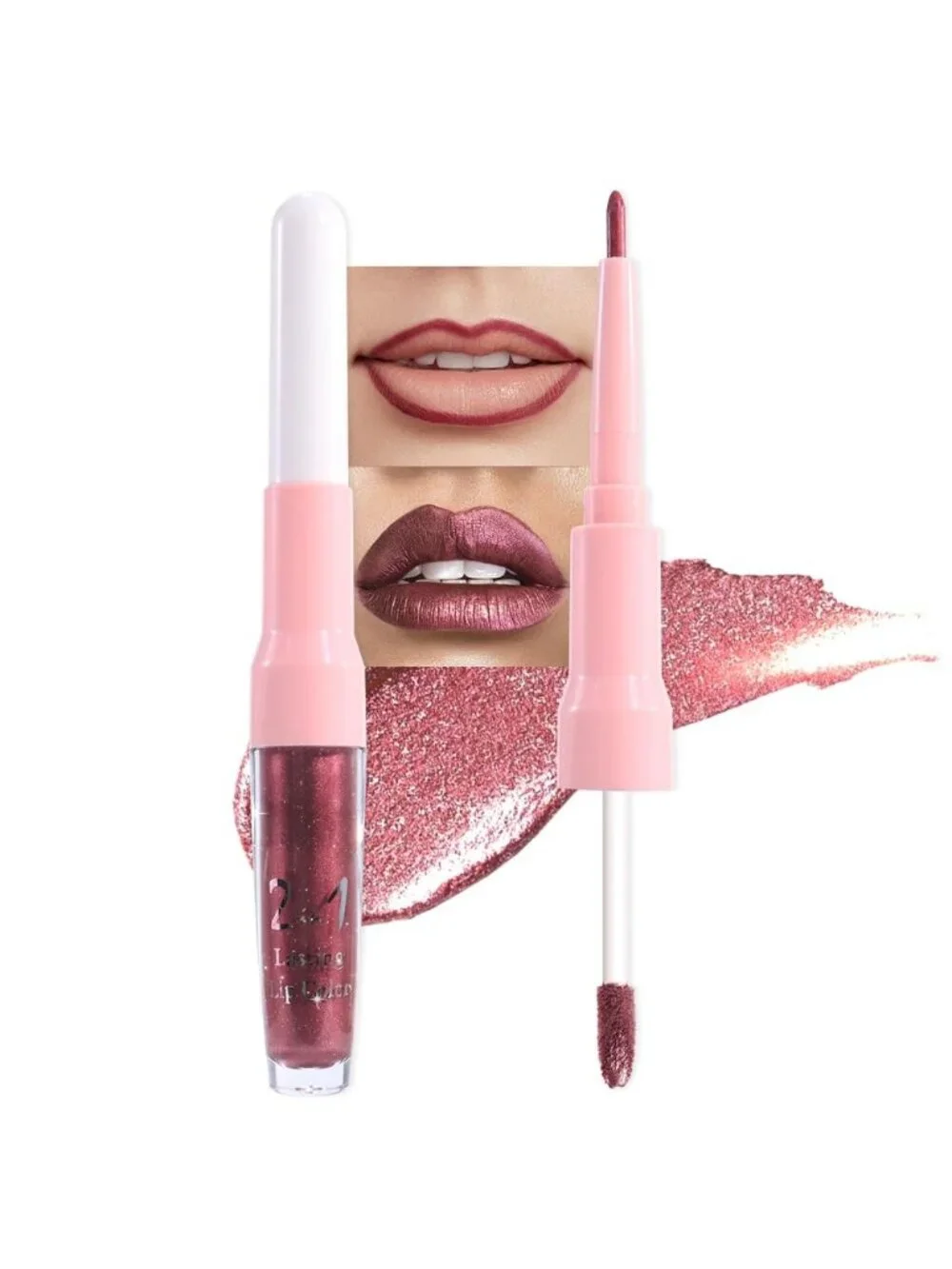 Womens 03# Dark Wine Red-Metallic Glitter Liquid Lipstick lippies Lip Gloss